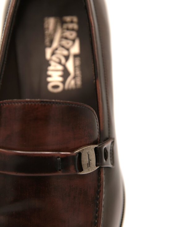 Salvatore Ferragamo Loafers, Brown Burnished Leather Made in Italy main image 5